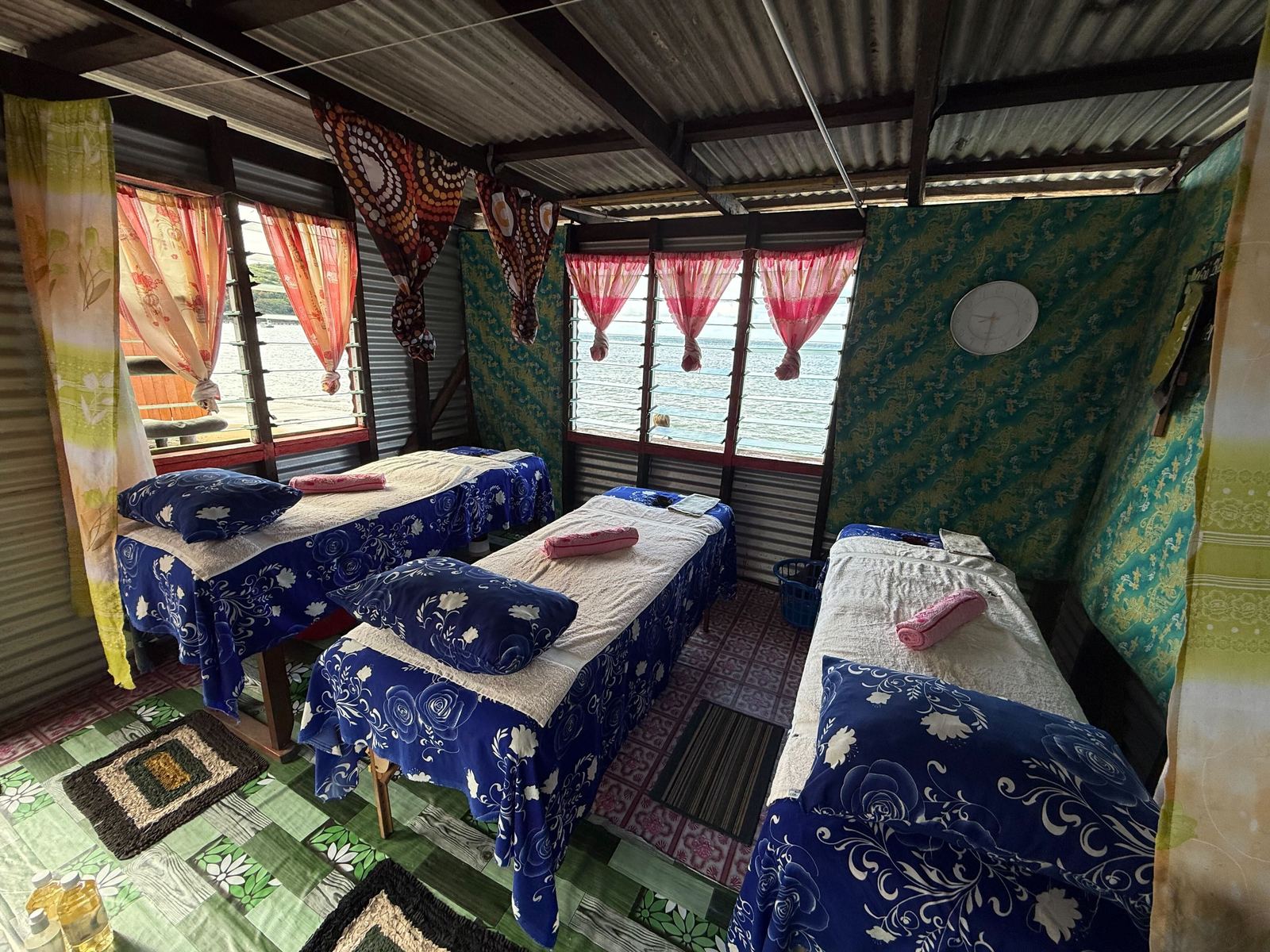 Inside the hut